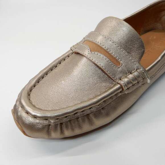 Gentle Souls Madison Driving Loafers Flats 7 Gravel Metallic Leather Comfort NEW - Picture 9 of 16